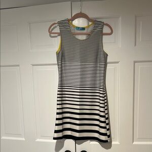 Buttons Black and White Striped Dress